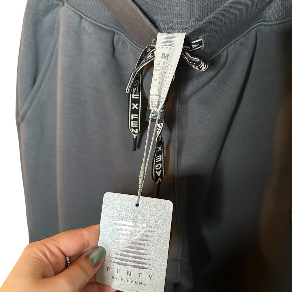 NEW Savage x Fenty Unisex Xssenial Logo Trim Patch Sweatpants Ghost 'Em Gray‎ - Picture 6 of 8